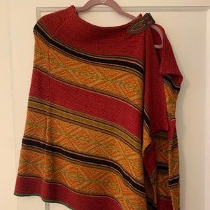 NWT Ralph Lauren Mulberry Silk Multi-color Poncho